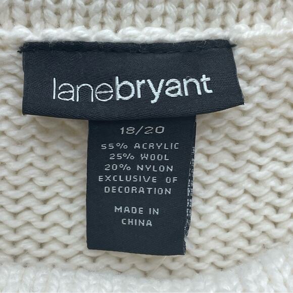 Lane Bryant Wool Blend Cowl Neck Cable Knit Sweater Metallic Snowflakes 18/20 - Picture 8 of 11